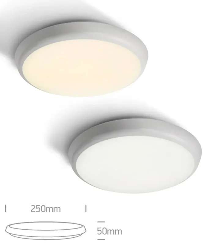 LED 12W 25cm Emergency Low Profile Flush Drum Light – IP54