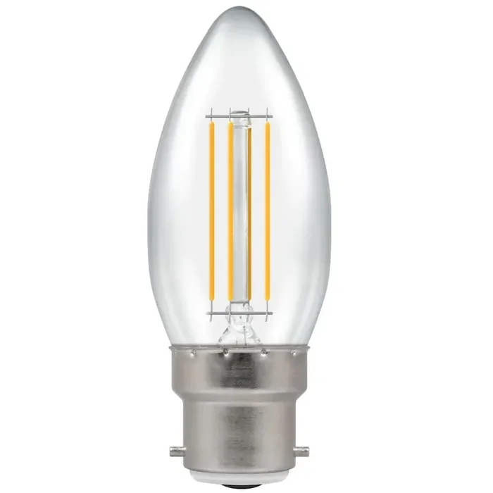 LED 4.2W (40W) Dimmable Candle Lamp BC B22 Clear Filament 470lm 2700k Warm White