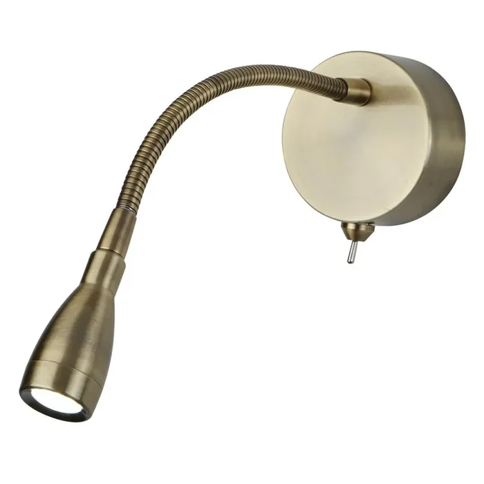 LED Antique Brass Flexible Switched Modern Wall Reading Light