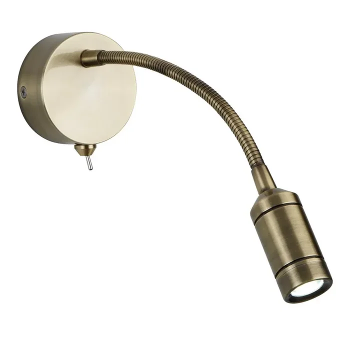 LED Antique Brass Modern Flexible Switched Wall Reading Light