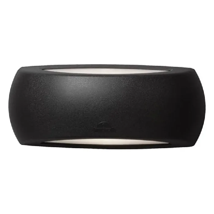 LED Black Outdoor Modern Oval Up & Down Wall Light 30cm Coastal IP66