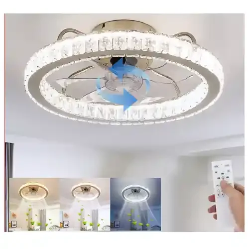 LED Crystal Ceiling Fan Light UK – Dimmable, Quiet with Remote Control – UK