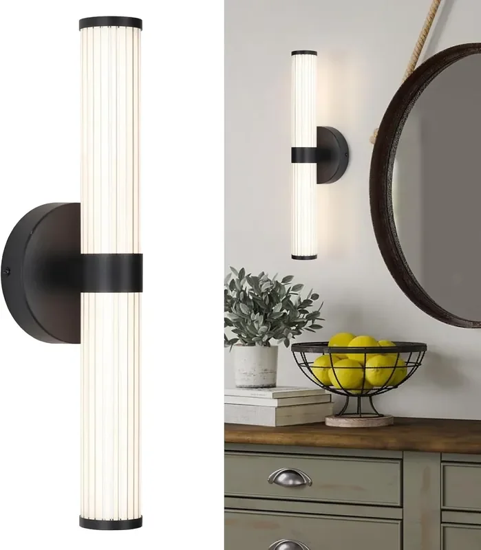 LED Linear Wall Sconce Indoor Light 42cm – 28W Modern Black Neutral White 4000K for Bedroom, Mirror, Corridor
