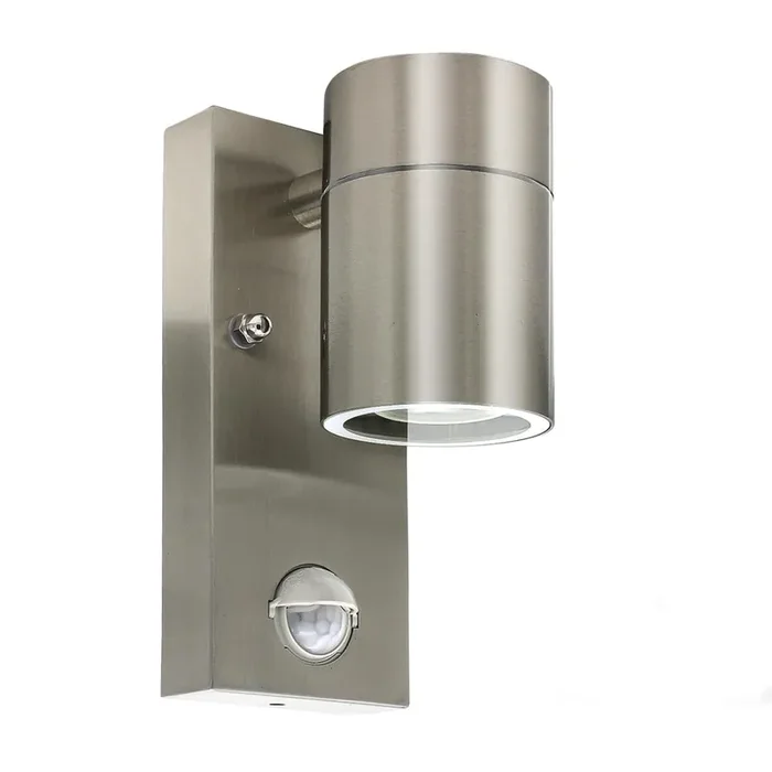 LED Motion Sensor Outdoor Security Wall Light – Stainless Steel, IP44 Waterproof, GU10 Compatible