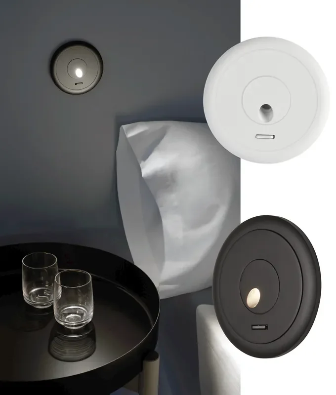 LED Semi-Recessed Round Bedside Reading Light