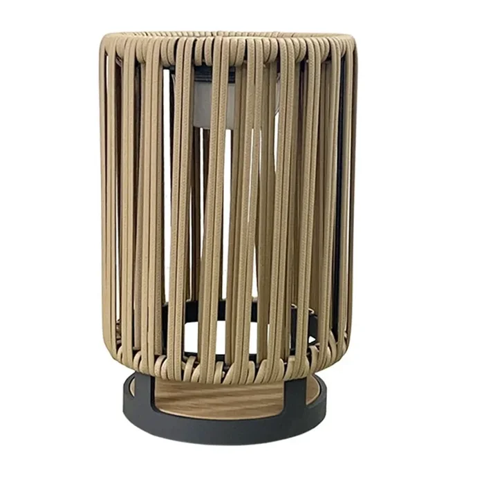 LED Solar Rechargeable Rattan Indoor and Outdoor Table Lamp 33cm