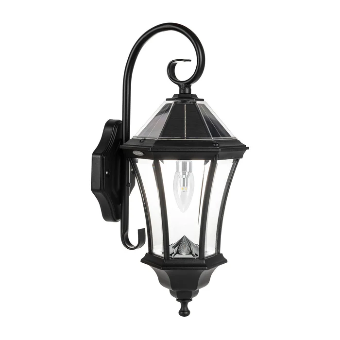 LED Victorian Morph Solar Wall Light – 150 Lumens – 2700K – Black Finish – Gama Sonic