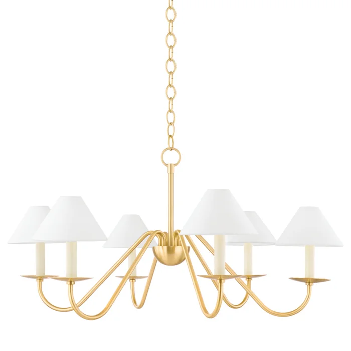 Lenore Six Light Chandelier in Aged Brass (428|H464806-AGB)