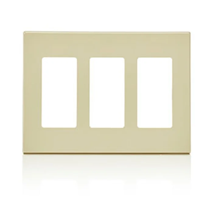 Leviton 80311-SI Decora Plus 3-Gang Screwless Wallplate, Ivory
