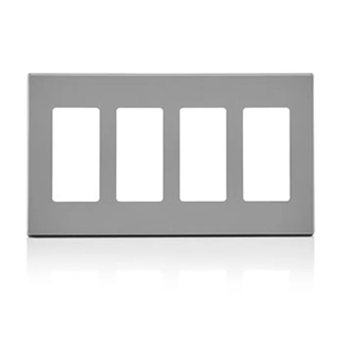 Leviton 80312-SGY Decora Plus 4-Gang Screwless Wallplate, Gray