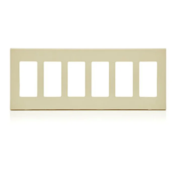 Leviton 80326-SI Decora Plus 6-Gang Screwless Wallplate, Ivory