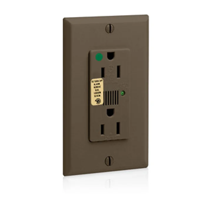 Leviton 8280 Decora Plus Surge Protective Duplex Receptacle, Hopsital Grade, 15A, 125V, Self Grounding, Brown