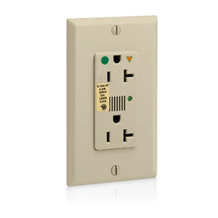 Leviton 8380-IGI Decora Plus Surge Protective Isolated Ground Duplex Receptacle, Hopsital Grade, 20A, 125V, Self Grounding, Ivory