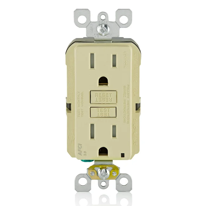 Leviton AFTR1-I 15A Smartlock Pro AFCI Receptacle, Tamper Resistant, 125V, Ivory
