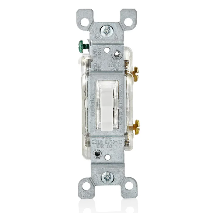 Leviton L1461-2W Toggle Single Pole LED Illuminated Switch, 15A, 120V, White
