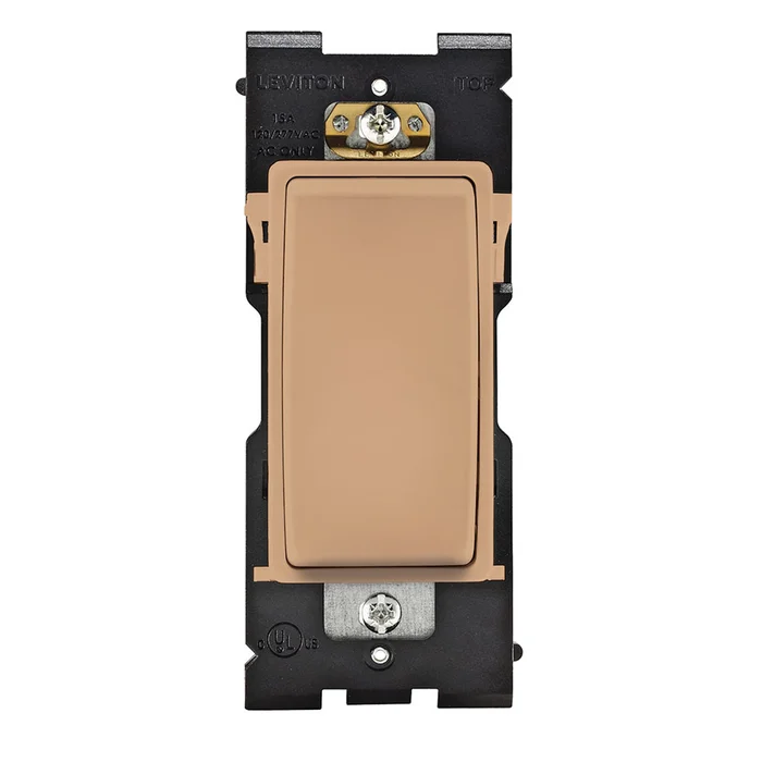 Leviton RE153-TC Switch for 3-Way Applications, 15A, 120/277VAC, Toasted Coconut