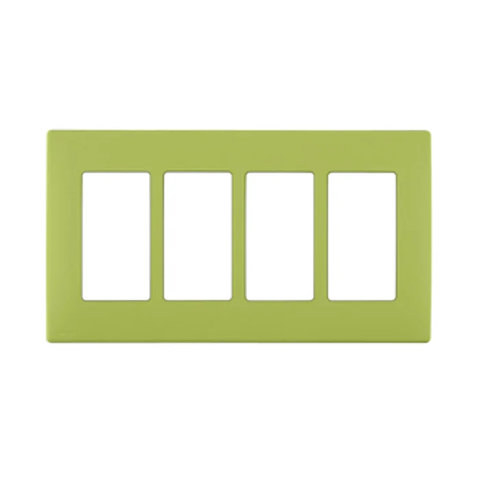 Leviton REWP4-GS Renu 4-Gang Screwless Snap-on Wallplate, Granny Smith Apple
