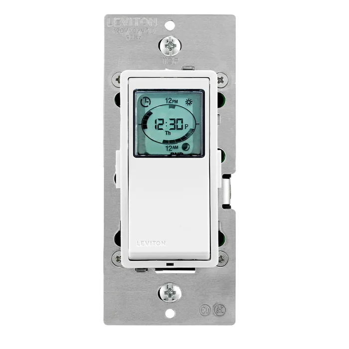 Leviton VPT24-1PZ Decora Indoor 24 Hour Programmable Timer Switch, Single Pole/3-Way, 15A, 120VAC