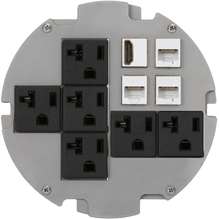 Lew Electric MOI6-REC-P6-C4-BK-AHC-CED 6″ Round Poke Thru Core Drill Flush Box, 6 Power, 4 Keystone – Black