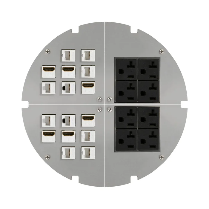 Lew Electric MOI8-REC-C8-C8-P4-P4-SS-AHC-CED 8″ Round Poke Thru Core Drill Flush Box, 8 Power, 16 Keystones, Stainless