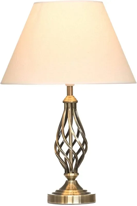 Lighting Supermarket Kingswood Barley Twist Traditional Table Lamp & Shade – Antique Brass