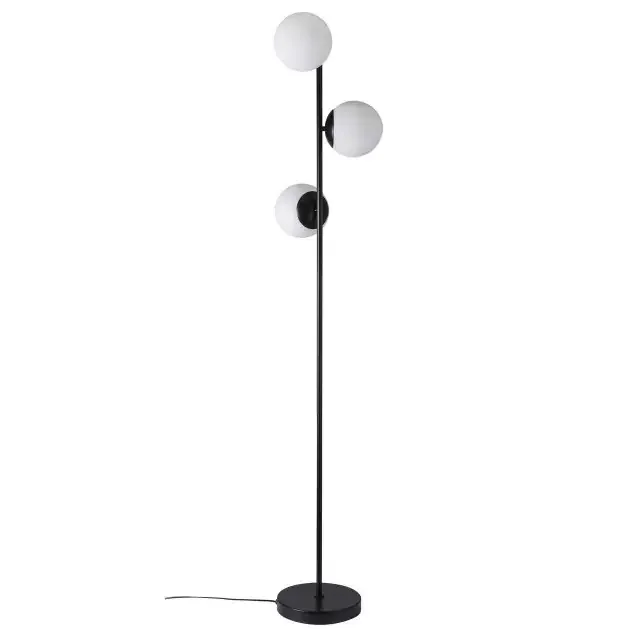 Lilly 3 Light Black with Opal White Glass Floor Lamp