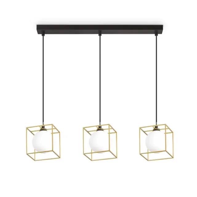 Lingotto SP3 3 Light Brass with White Sphere Single Bar Pendant Light
