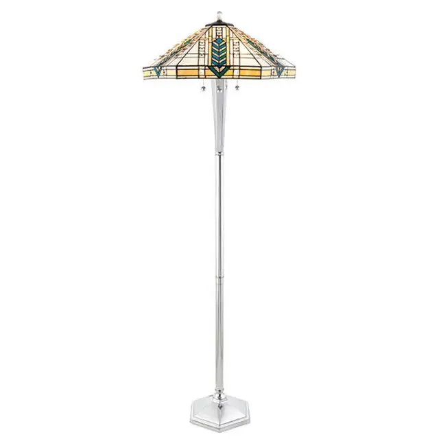 Lloyd 3 Light Polished Aluminium Tiffany Floor Lamp