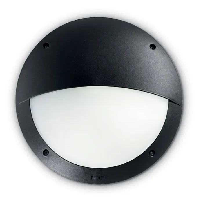 Lucia Black Outdoor Modern Round Eyelid Bulkhead Wall Light 30cm Coastal IP66