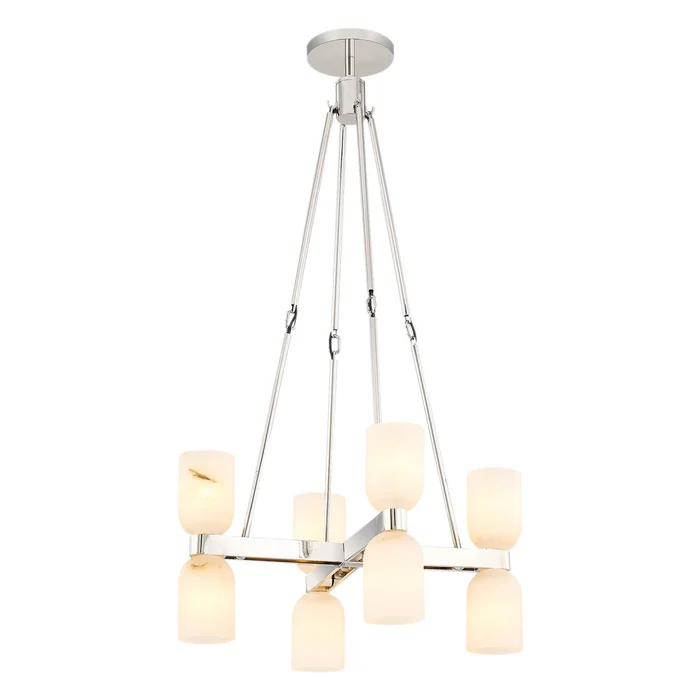 Lucian Eight Light Chandelier in Polished Nickel/Alabaster (452|CH338822PNAR)