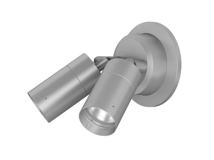 Lumiere 1003-A2-RCS-RW-LED3090-F-CS-L1-UNV-RSM Lanterra LED Two Head Accent/Flood Light, Round Surface Mount, 3000K 90CRI 10W, Flood Beam Angle, City Silver