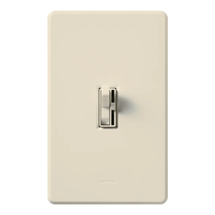 Lutron AYF-103P-LA Ariadni Toggle Dimmer, 3-Wire Fluorescent, Single Pole/3-Way, 120V, 8A, Light Almond