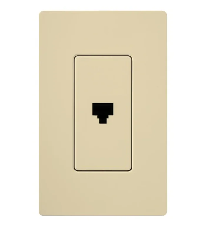 Lutron CA-PJ-IV Claro Single Telephone Jack, 6-Conductor, RJ11, Ivory