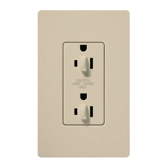 Lutron CAR-15-DDTR-LA 15A 120/125V Dual Dimming Tamper Resistant Receptacle, Light Almond