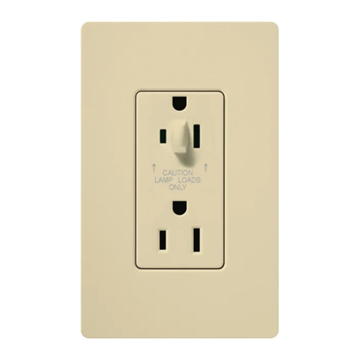 Lutron CAR-15-HDTR-IV 15A 120/125V Half Dimming Tamper Resistant Receptacle, Ivory