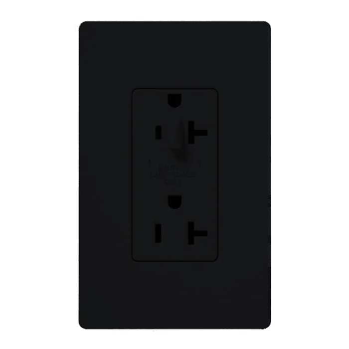 Lutron CAR-20-HDTR-BL 20A 120/125V Half Dimming Tamper Resistant Receptacle, Black