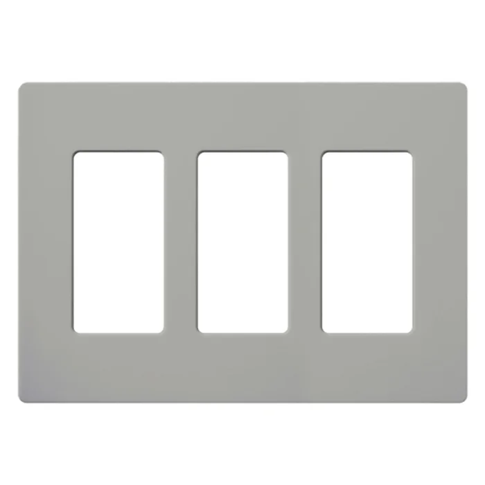 Lutron CW-3-GR Claro Decora 3-Gang Screwless Wallplate, Gray