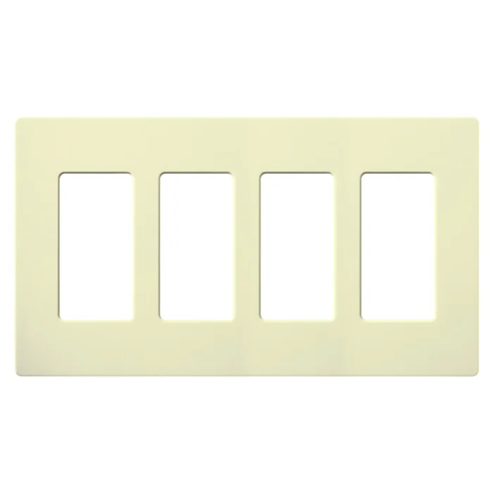 Lutron CW-4-AL Claro Decora 4-Gang Screwless Wallplate, Almond