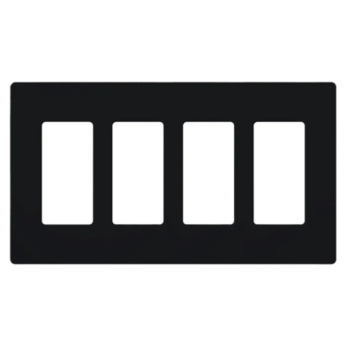 Lutron CW-4-BL Claro Decora 4-Gang Screwless Wallplate, Black