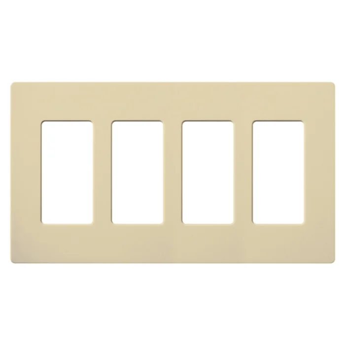 Lutron CW-4-IV Claro Decora 4-Gang Screwless Wallplate, Ivory