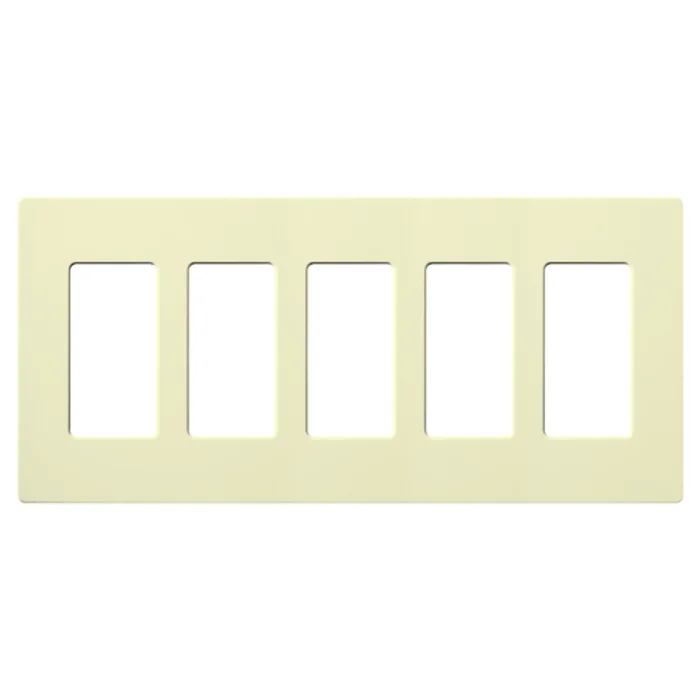 Lutron CW-5-AL Claro Decora 5-Gang Screwless Wallplate, Almond