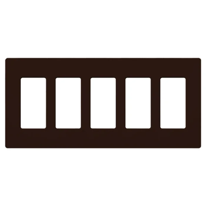 Lutron CW-5-BR Claro Decora 5-Gang Screwless Wallplate, Brown