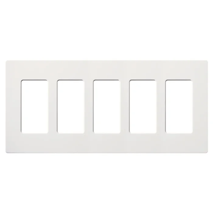 Lutron CW-5-WH Claro Decora 5-Gang Screwless Wallplate, White