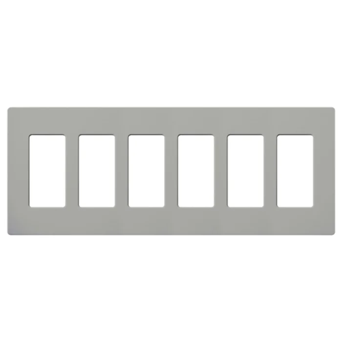 Lutron CW-6-GR Claro Decora 6-Gang Screwless Wallplate, Gray