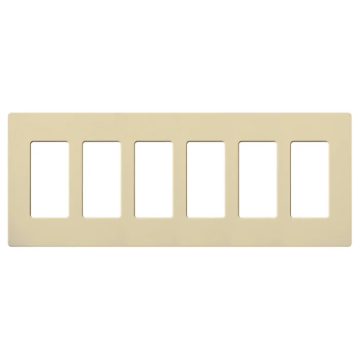 Lutron CW-6-IV Claro Decora 6-Gang Screwless Wallplate, Ivory