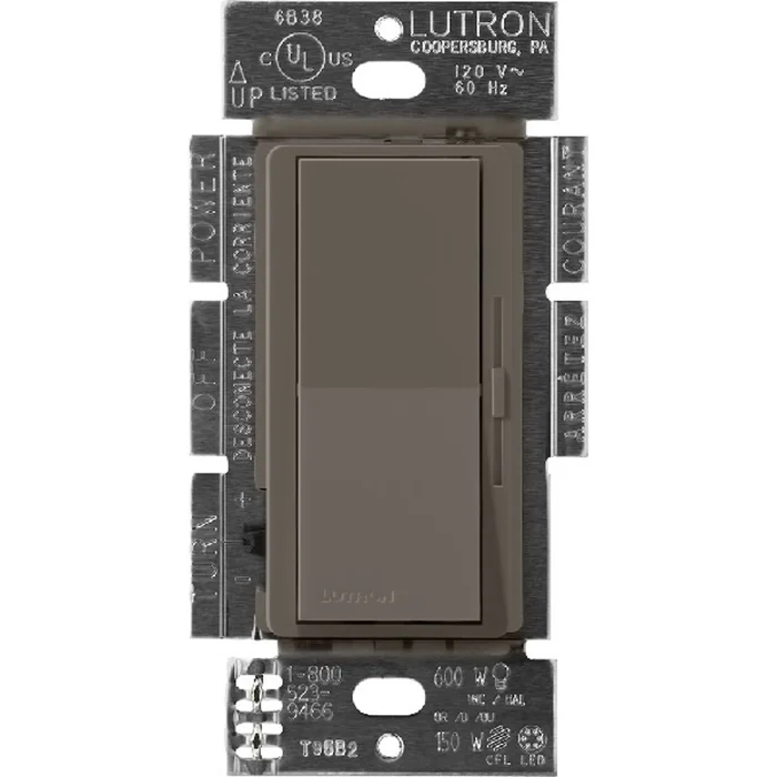 Lutron DVSCCL-253P-TF Diva LED+ Single Pole/3-Way Dimmer, 120V, 250W LED/CFL, 600W Incandescent/Halogen, 350W Hi-Lume, Truffle