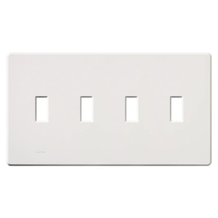 Lutron FW-4-WH Fassada Traditional Toggle 4-Gang Screwless Wallplate, Matte Finish, White