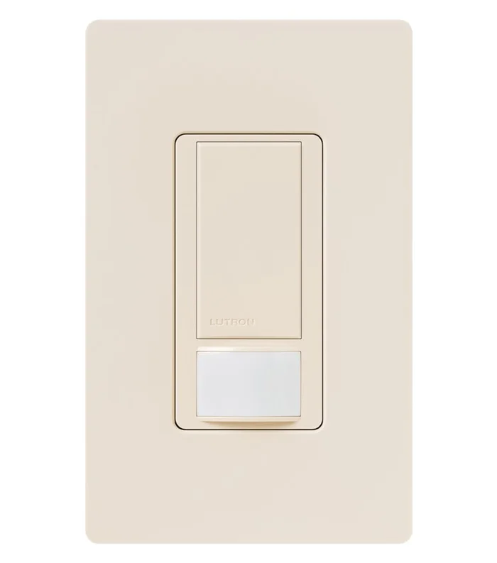 Lutron MS-OPS6M2-DV-LA Maestro PIR Occupancy/Vacancy Sensor Switch, Single Pole/3-Way/Multi-Location, 120/277V, 6A Light, 3A Fan, Light Almond