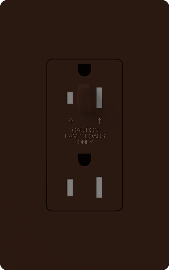 Lutron NTR-15-HDTR-BR Nova T 15A 120/125V Half Dimming Tamper Resistant Receptacle, Brown
