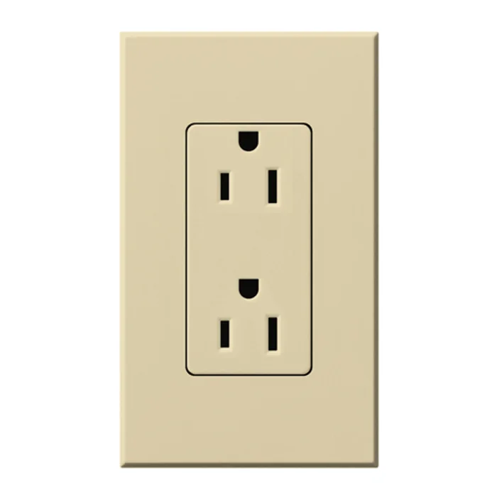Lutron NTR-15-IV Nova T 15A 125V Duplex Receptacle, Ivory